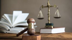 a judges gavel during an eviction lawsuit hearing