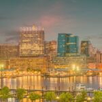 Baltimore skyline at night