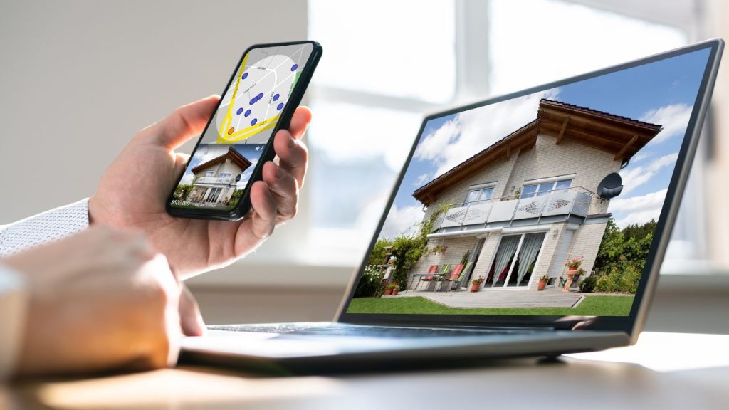 a person looking at a home listing